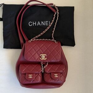 Burgundy Quilted Leather Backpack Mini  New 2025